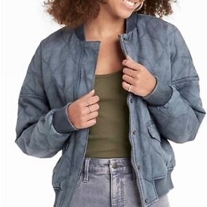 NWT UNIVERSAL THREAD Faded Blue Soft Quilted Puffer Bomber Jacket XXL
